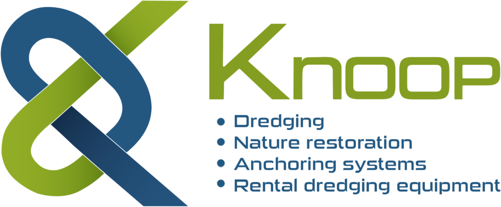 Knoop logo incl activiteiten, compleet, baggerwerkzaamheden, natuurherstel projecten, verankeringssystemen, verhuur baggermaterieel